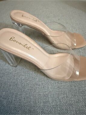 Bonnibel Clear Strap Blush Block Heel Sandals
